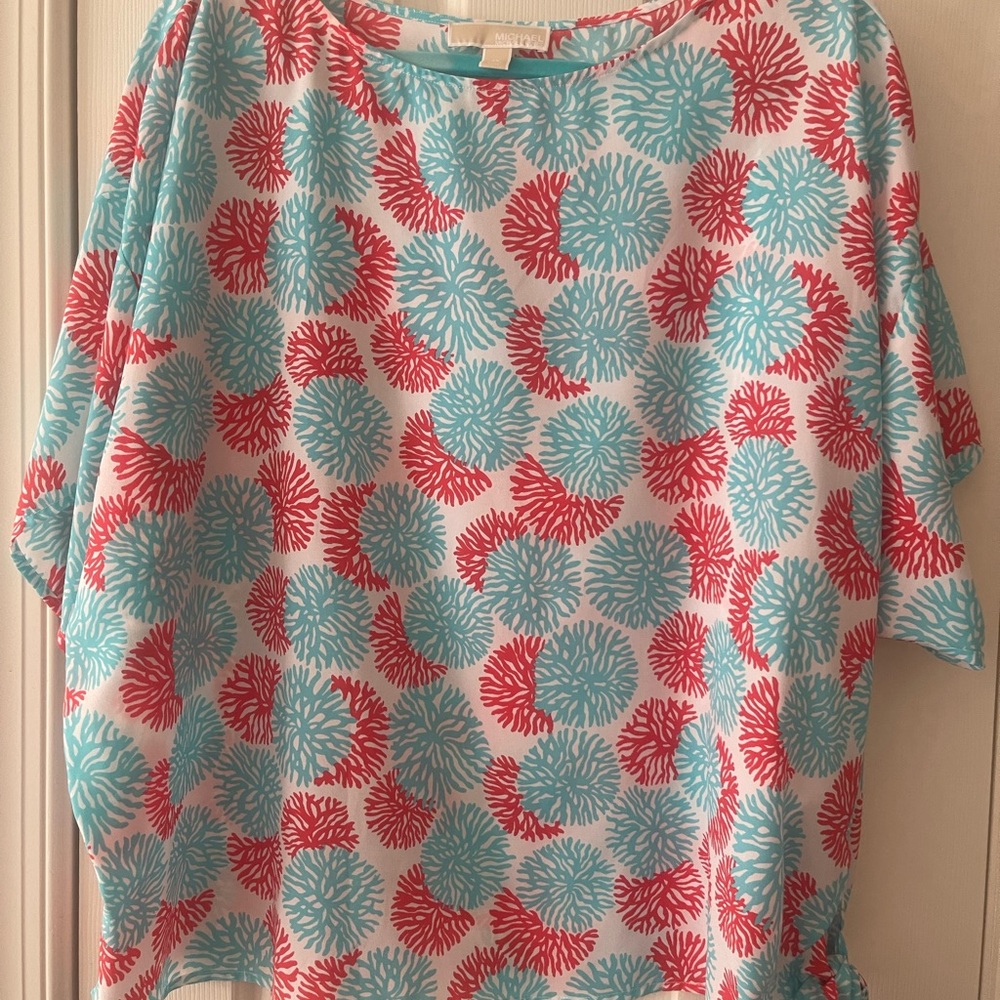 Michael KorsWomen's Red and Blue Patterned Top